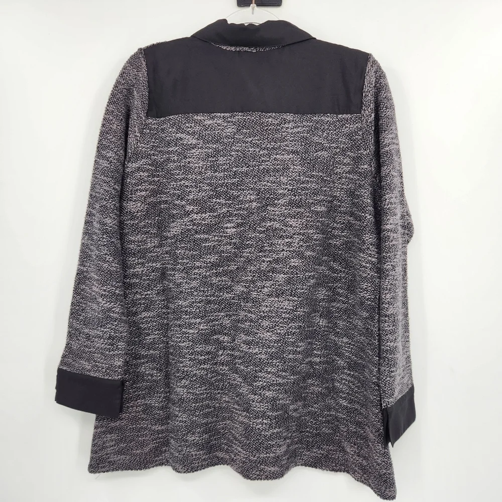 Soft Surroundings Button Front Marled Sweater Womens Size Large Gray Beaded